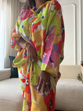 Djellaba femme imprimée multicolore