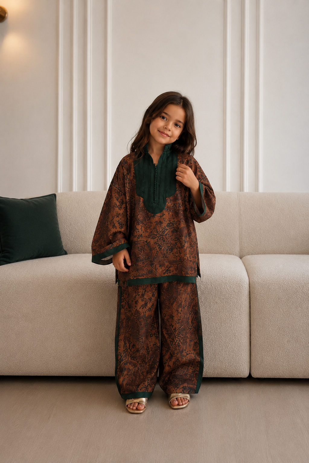 Ensemble Fille Jabador Marron & Vert Émeraude