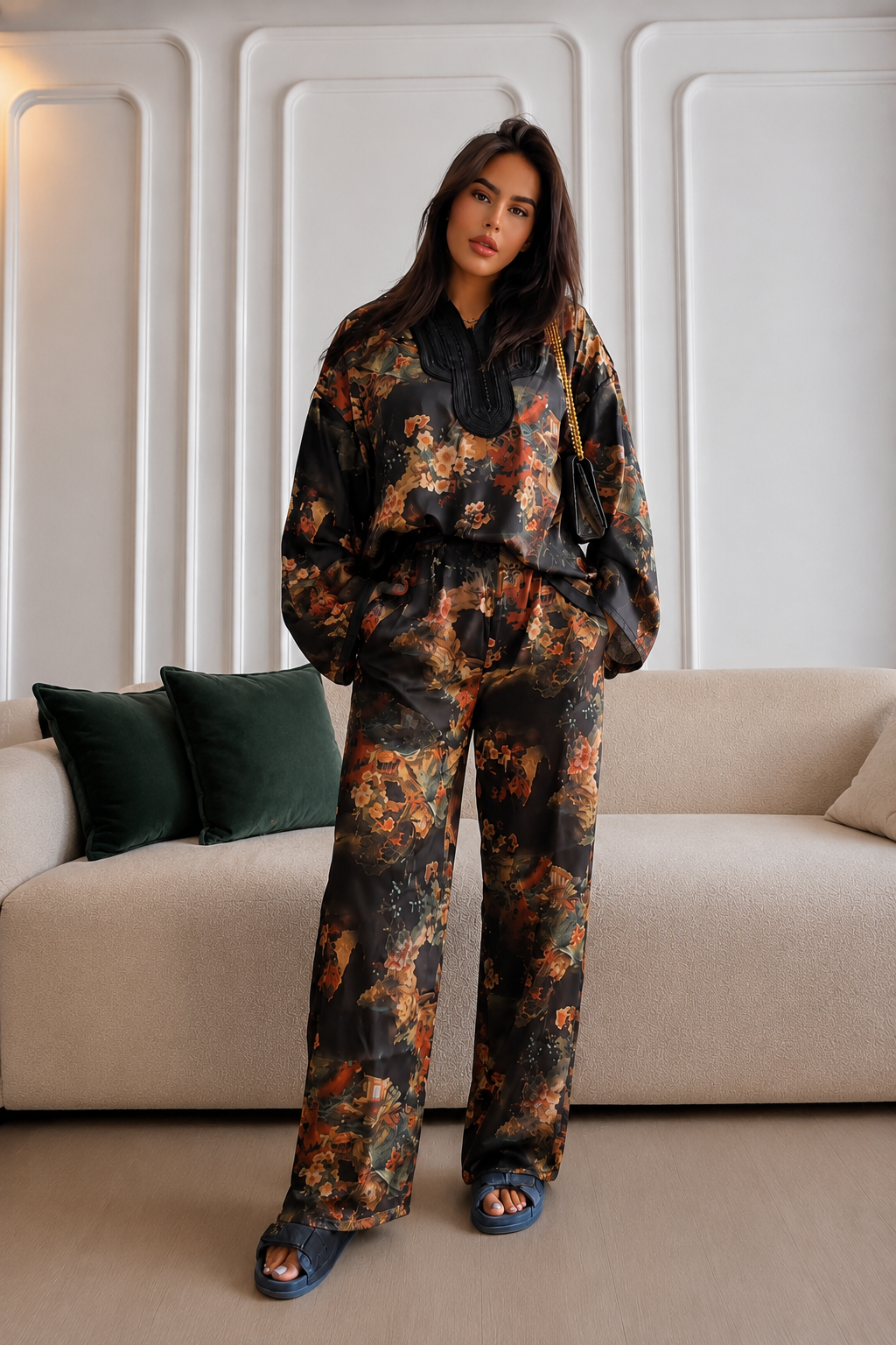 Ensemble Jabador Noir Fleuri