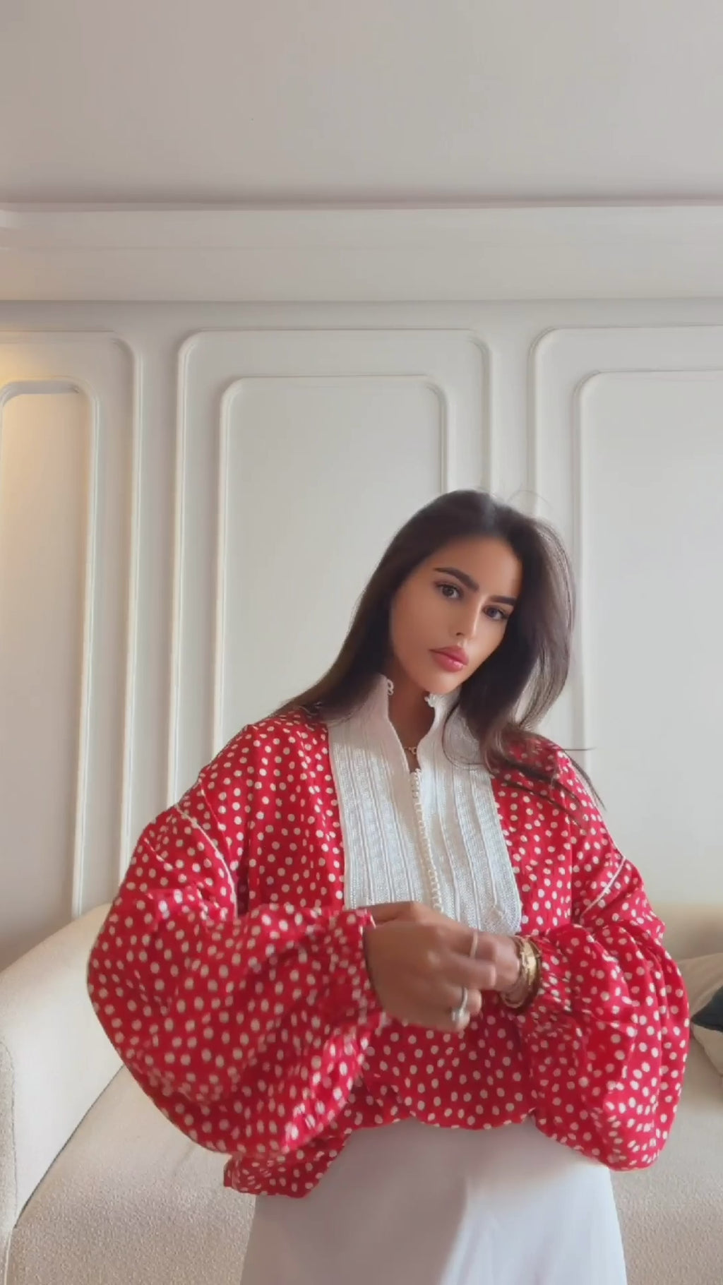 Ensemble Jabador Rouge à Pois & Jupe Blanche