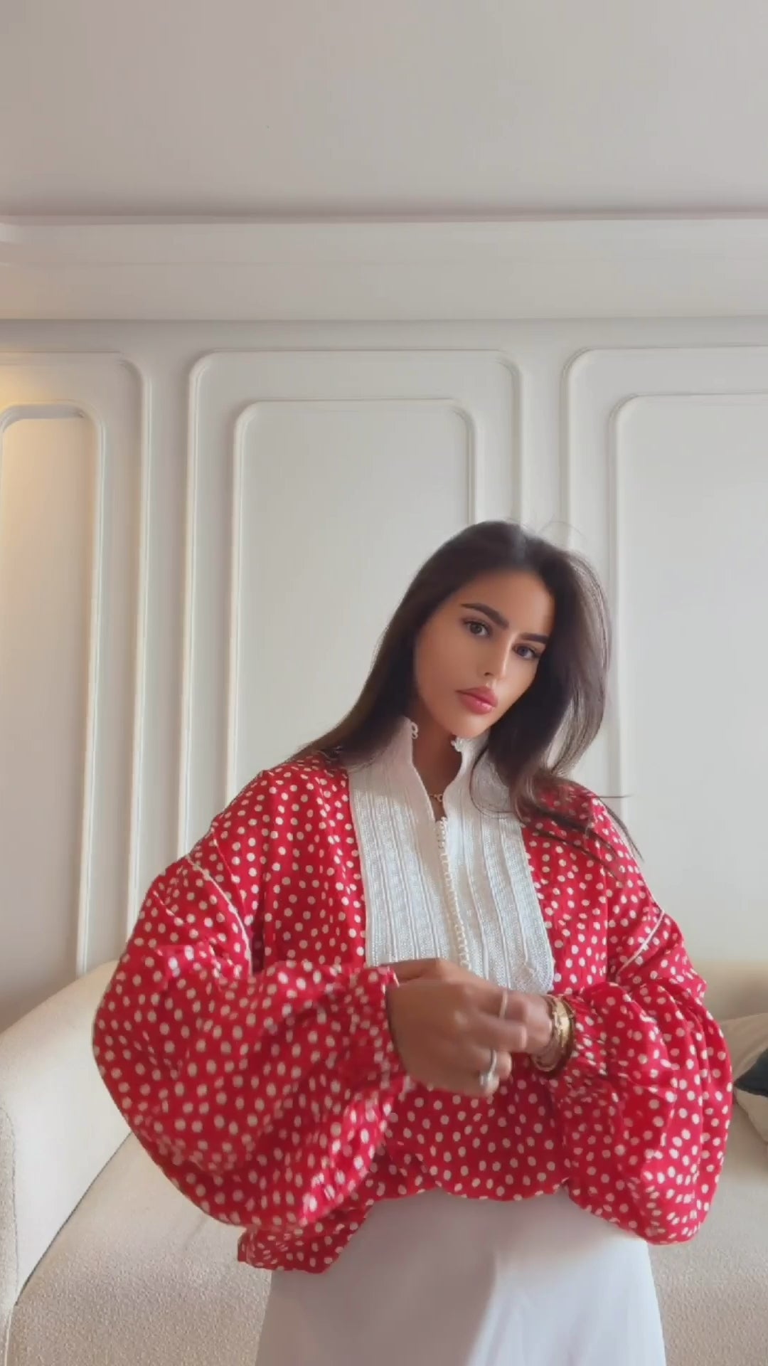 Ensemble Jabador Rouge à Pois & Jupe Blanche